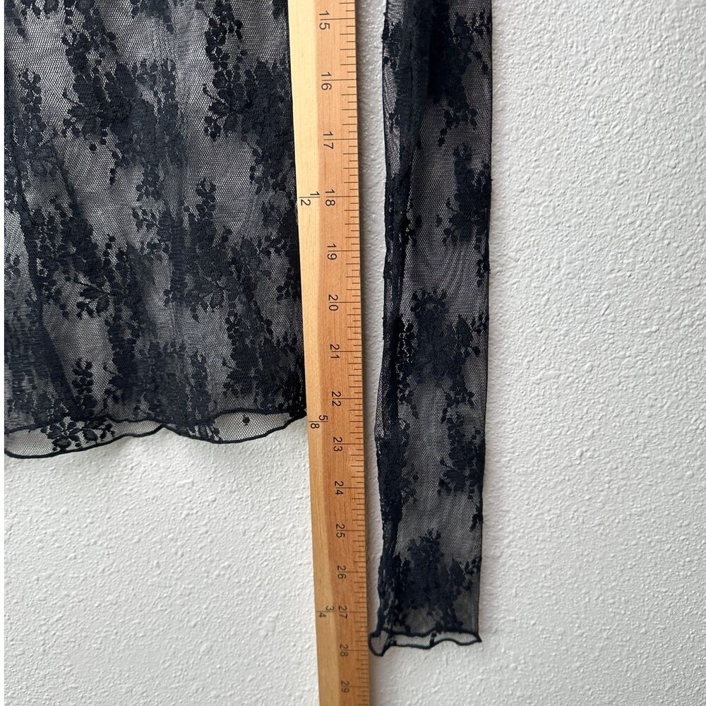 Free People Lady Lux Black Sheer Lace Floral Top XS - Picture 9 of 9